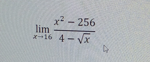 limlimits _xto 16 (x^2-256)/4-sqrt(x) 