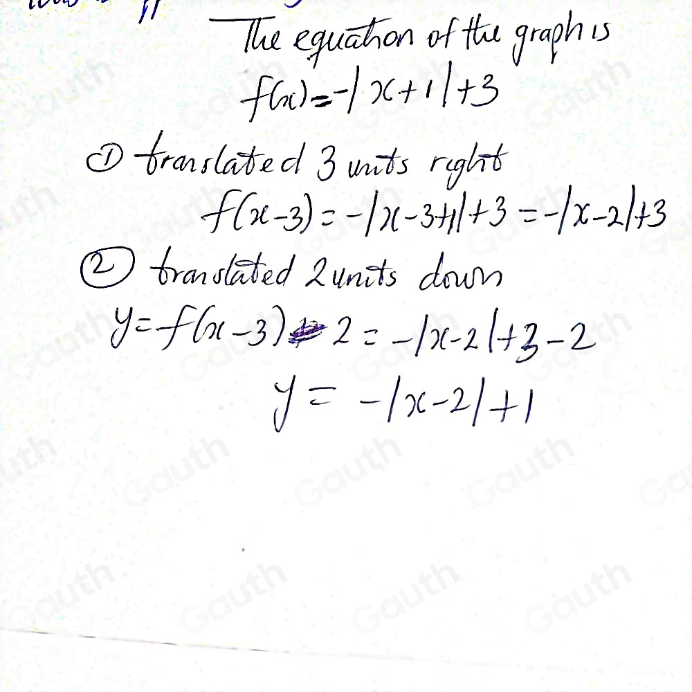 Solved: The graph below is translated 3 units right, and 2 units down ...