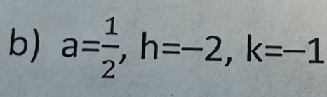 a= 1/2 , h=-2, k=-1