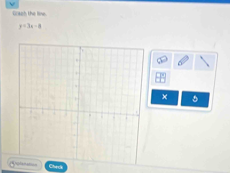 Graph the line.
y=3x-8
× 
Check