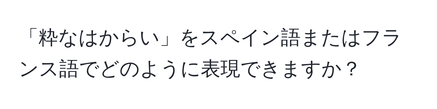 「粋なはからい」をスペイン語またはフランス語でどのように表現できますか？