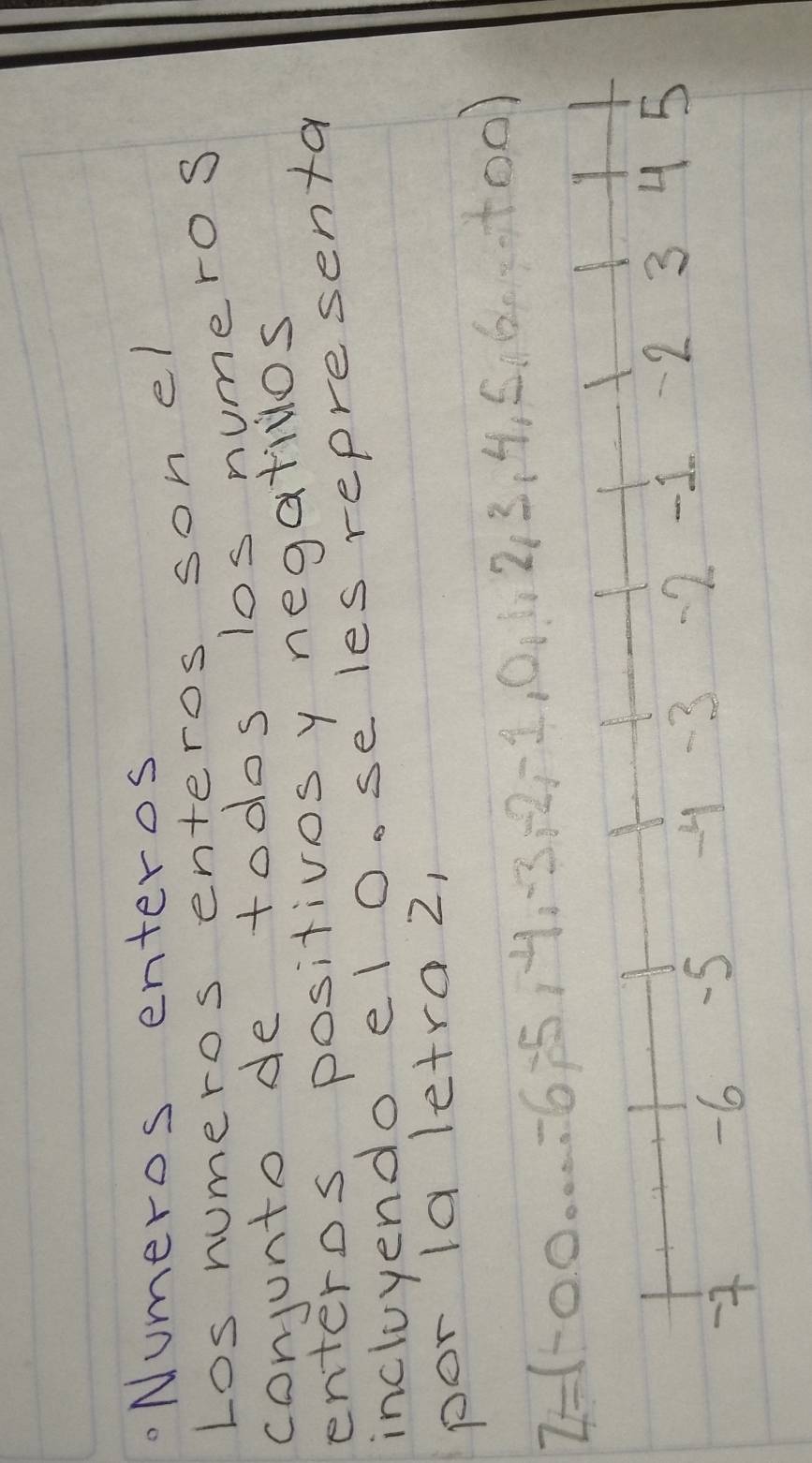 Numeros enteres 
Los numeros enteros son el 
conjunto de todos los numeros 
enteros positivos y negativos 
incluyendo el Oo se les representa 
por la letra 2,
7--0.0 Dood =6-5, -4, -3, -2 1, 0. 112.3, 4. 5, 60 00t00) 
-
-6 -5 -4 -3 -2. -1 -2 3 4 5