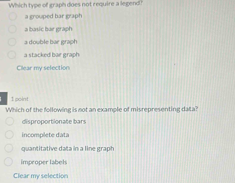 Solved: Which type of graph does not require a legend? a grouped bar ...