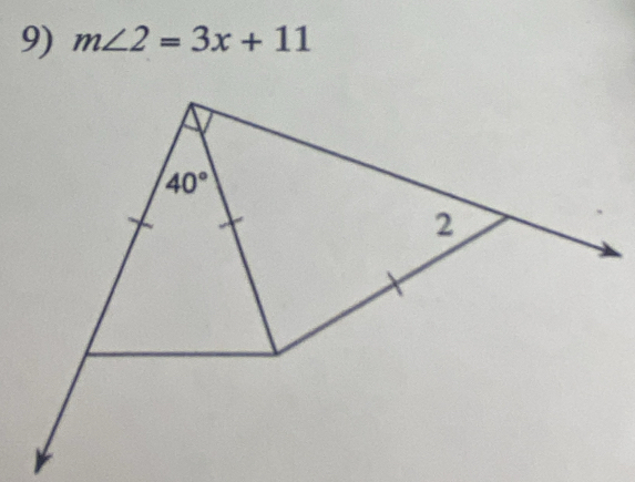 m∠ 2=3x+11