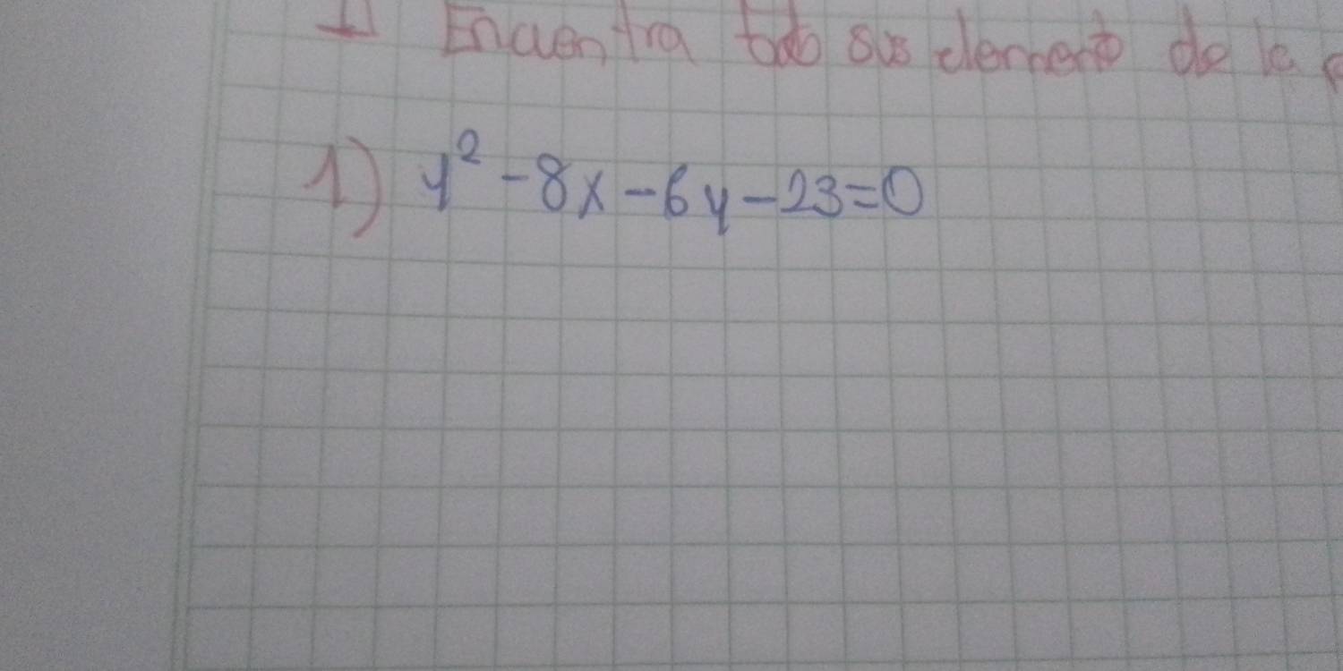 L1Encentra tdo si demenb do la
y^2-8x-6y-23=0