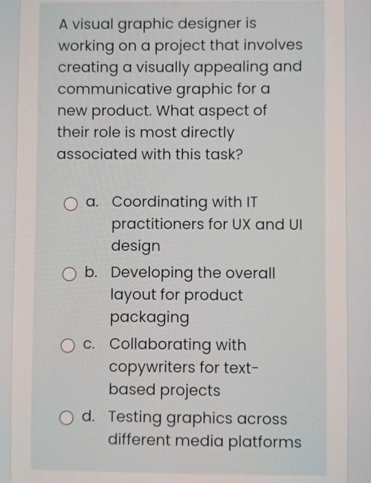 Solved: A visual graphic designer is working on a project that involves ...