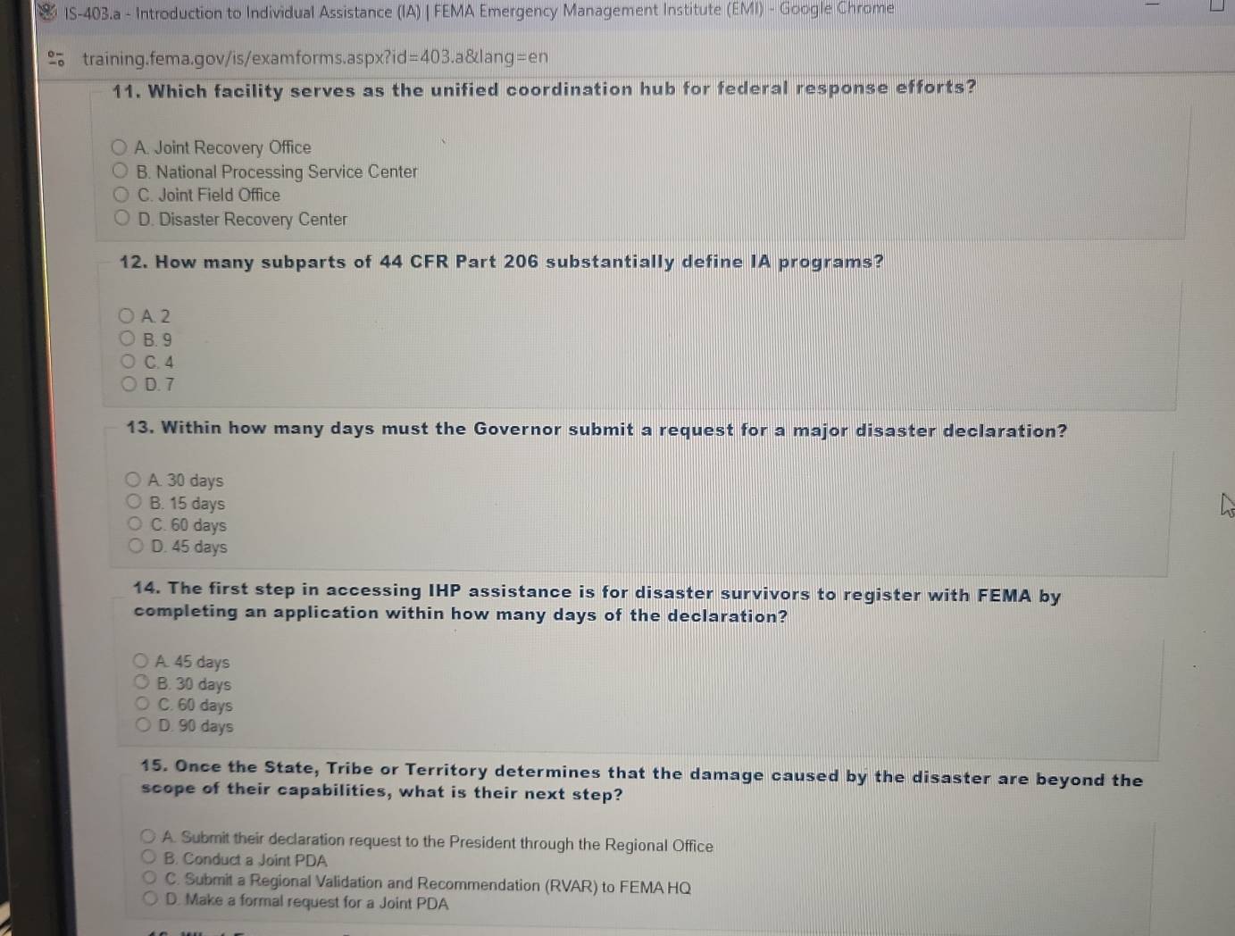 Solved: IS-403.a - Introduction to Individual Assistance (IA) | FEMA ...