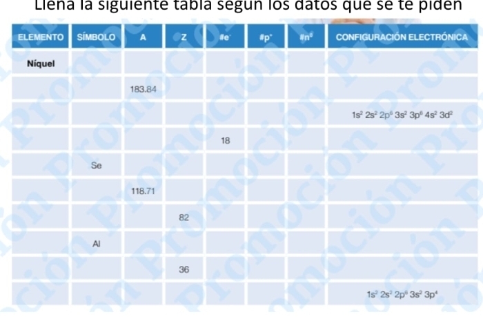 Liena la siguiente tabla segun los datos que se te piden