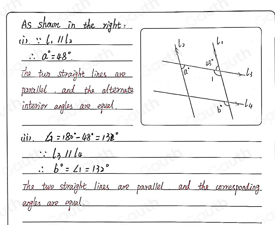 Solved: NOT TO SCALE The diagram shows two pairs of parallel lines. (i ...