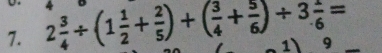 2 3/4 / (1 1/2 + 2/5 )+( 3/4 + 5/6 )/ 3 1/6 =
1 9