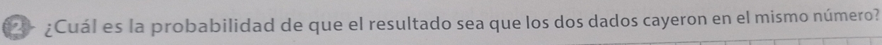 ¿Cuál es la probabilidad de que el resultado sea que los dos dados cayeron en el mismo número?