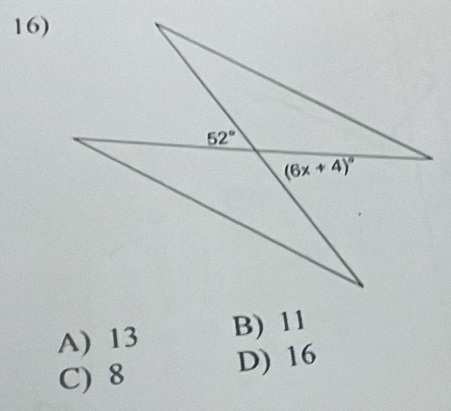 A) 13
B) 11
C) 8
D) 16