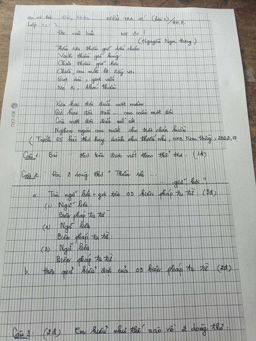 to xā d.qu Apa Hén RA CR TB
Ldp hac 3
Doc val bag ME Bil
Chigget Ngot Hang)
Pé néu them gue dàu chán
Nach tham gou fong
Chai thaw gihe hà
Ohei coy mat le dag wà
Qigt dai, goot vaw
Me Bi, Rhoct tham
Xuà hai dài duā mot man
Gig hat dot dud. . can bant most do
con mot dài duà mǎico
Nghen ngao can nust oho theo chén Buǒw
(ThicR Bó Bai thà May dai ho thuen whi, nuxe rum tong, 2022, 15
Cao li Bai the tqn duge veet theo the tho(()
laà R Bog g dong thǒ r Then jái
a Tinn ngu R +gù ten oò Riān phap tu thì (B)
() Ngor Riúu
Breah phap ta the
(A) Nguī R
Biàn phan tu tì
(B) Nguí Qéi
Bléw phap tu xò
b. then guà Bou dàt suá oǒ Bién phán tu tè (?)
(aū g (Q) EmRài Whu zhā uāō vè dong tǎo