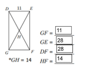 GF= L 11
GE= 12 28
DF=2 a^*GH=14 HF= | 14