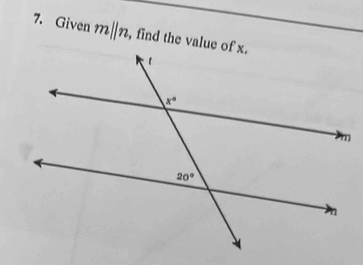 Given m||n , find the value of x.