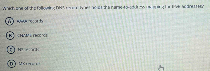 Solved: Which one of the following DNS record types holds the name-to ...