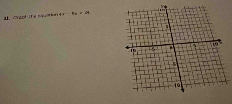 Graph the equation 4x-6y=24