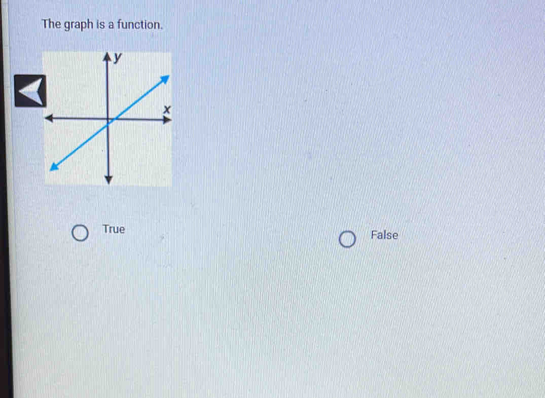 The graph is a function.
True
False