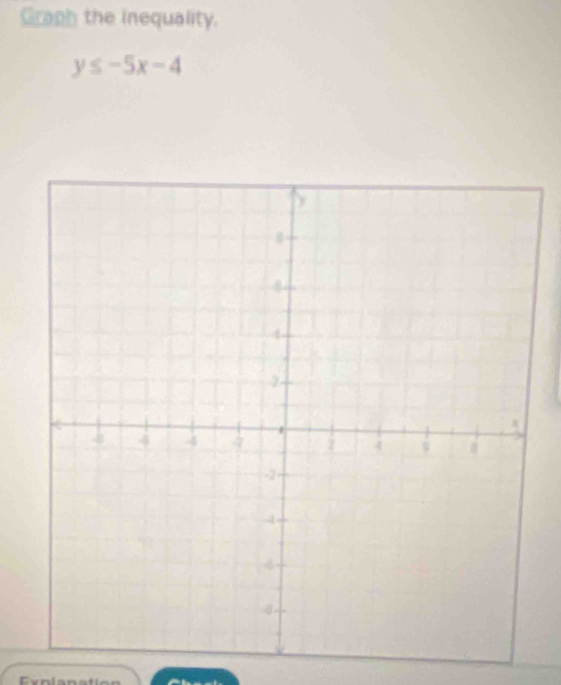 Graph the inequality.
y≤ -5x-4