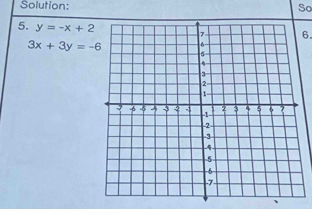 Solution: So
5. y=-x+2
6.
3x+3y=-6