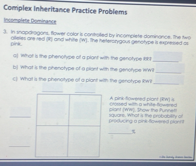 Solved: Complex Inheritance Practice Problems Incomplete Dominance 3 ...
