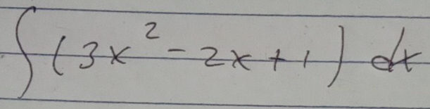 ∈t (3x^2-2x+1)dx