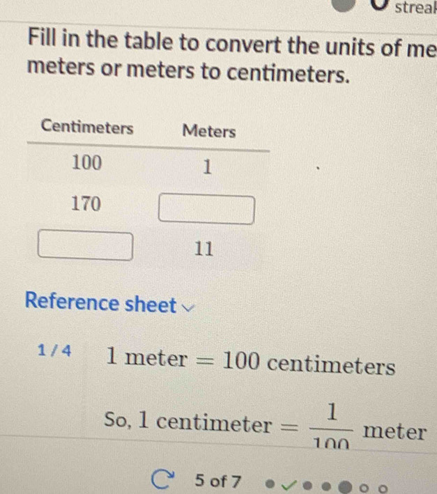 Solved: streal Fill in the table to convert the units of me meters or ...