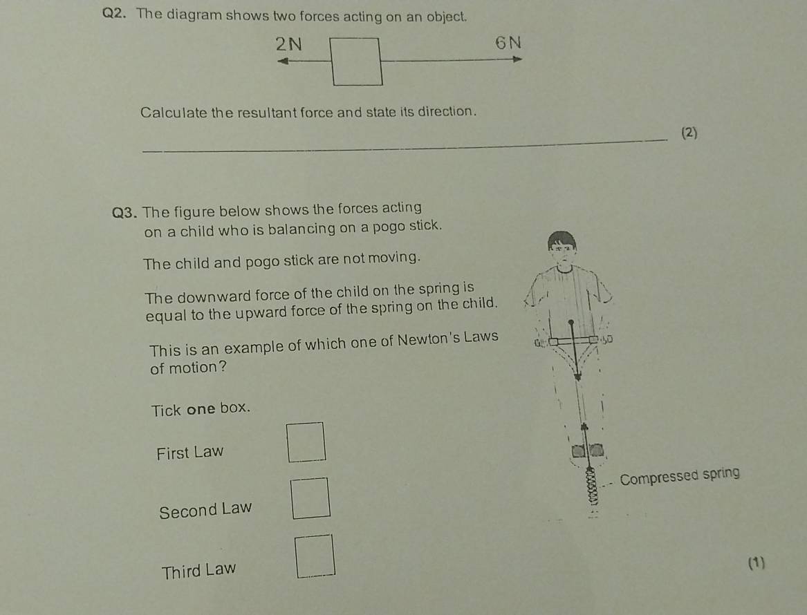 Solved: The diagram shows two forces acting on an object. Calculate the ...