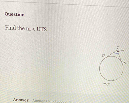 Question
Find the m
Answer Attempt 1 out of 1000000