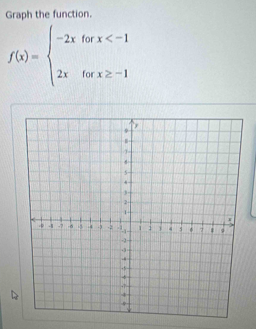 Graph the function.
f(x)=beginarrayl -2xforx