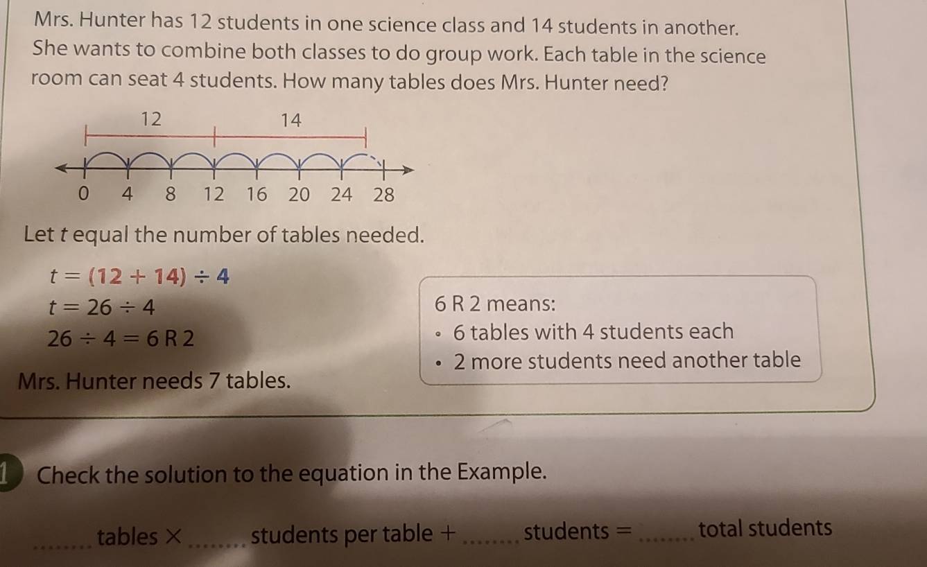 Mrs. Hunter has 12 students in one science class and 14 students in ...