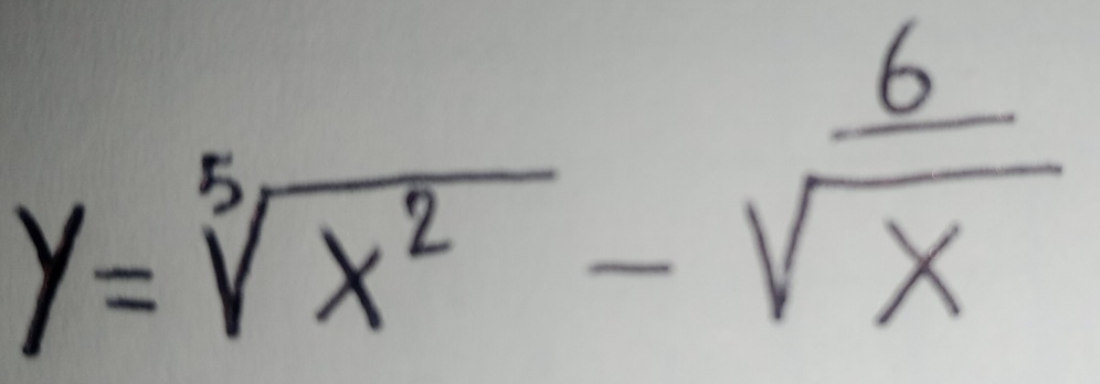 y=sqrt[5](x^2)- 6/sqrt(x) 