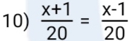  (x+1)/20 = (x-1)/20 