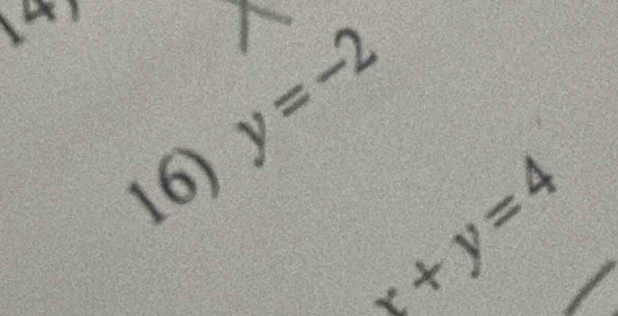 x
16) y=-2
x+y=4