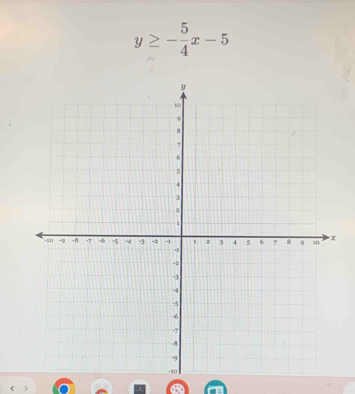 y≥ - 5/4 x-5