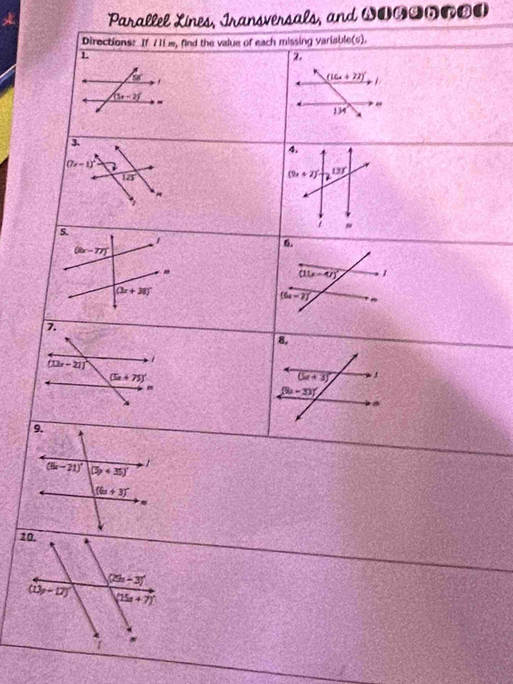 Parallel Xines, Iransversals, and W1छø5@ø1