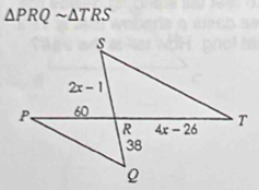 △ PRQsim △ TRS