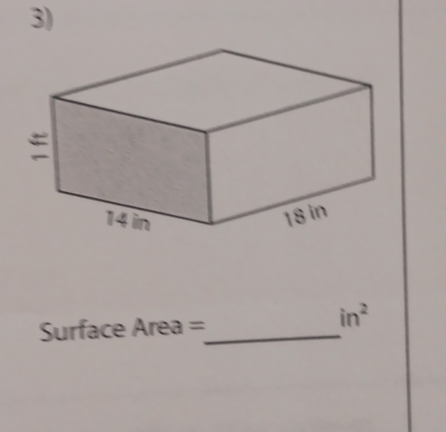 in^2
Surface 2 . AI rea = _