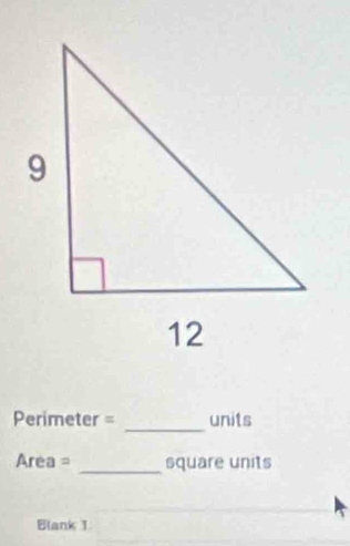 Perimeter = units
_
Area= square units 
Blank T