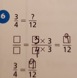 6  3/4 = ?/12 
--