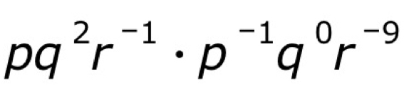 pq^2r^(-1)· p^(-1)q^0r^(-9)