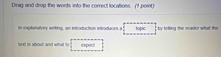 Solved: Drag and drop the words into the correct locations. (1 point ...
