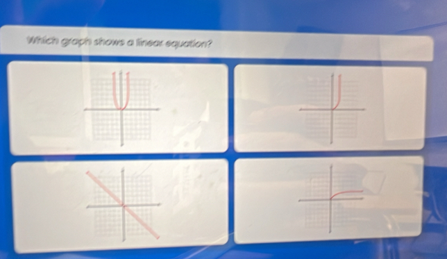 Which graph showe a linear equation?