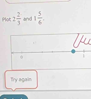 Plot 2 2/3  and 1 5/6 . 
Try again