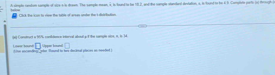 Solved: A simple random sample of size n is drawn. The sample mean, x ...