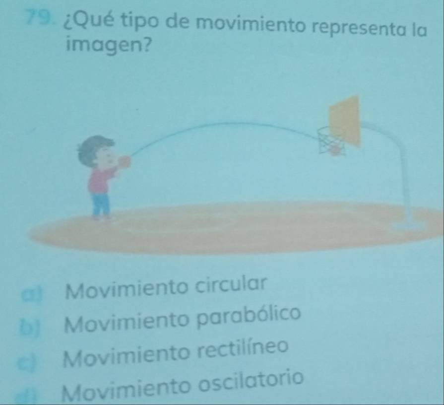 ¿Qué tipo de movimiento representa la
imagen?
) Movimiento circular
b) Movimiento parabólico
c) Movimiento rectilíneo
dì Movimiento oscilatorio