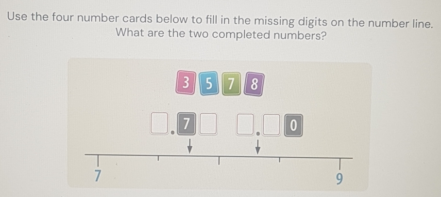 Solved: Use the four number cards below to fill in the missing digits ...