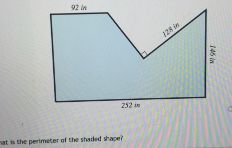 hat is the perimeter of the shaded shape?