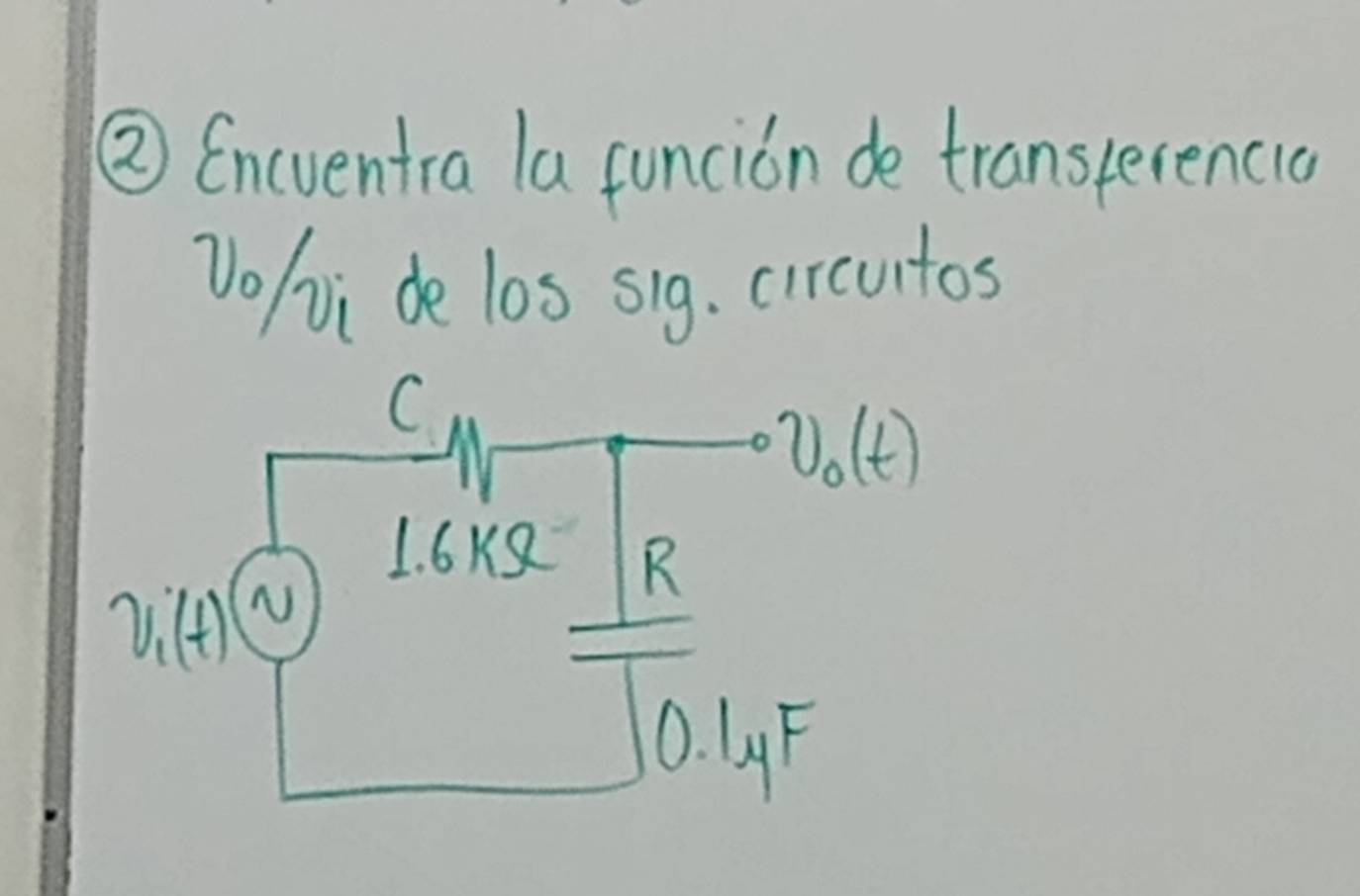 ② Encventra la funcion de transperencia
Vo/vi de l0s si9. circuntos