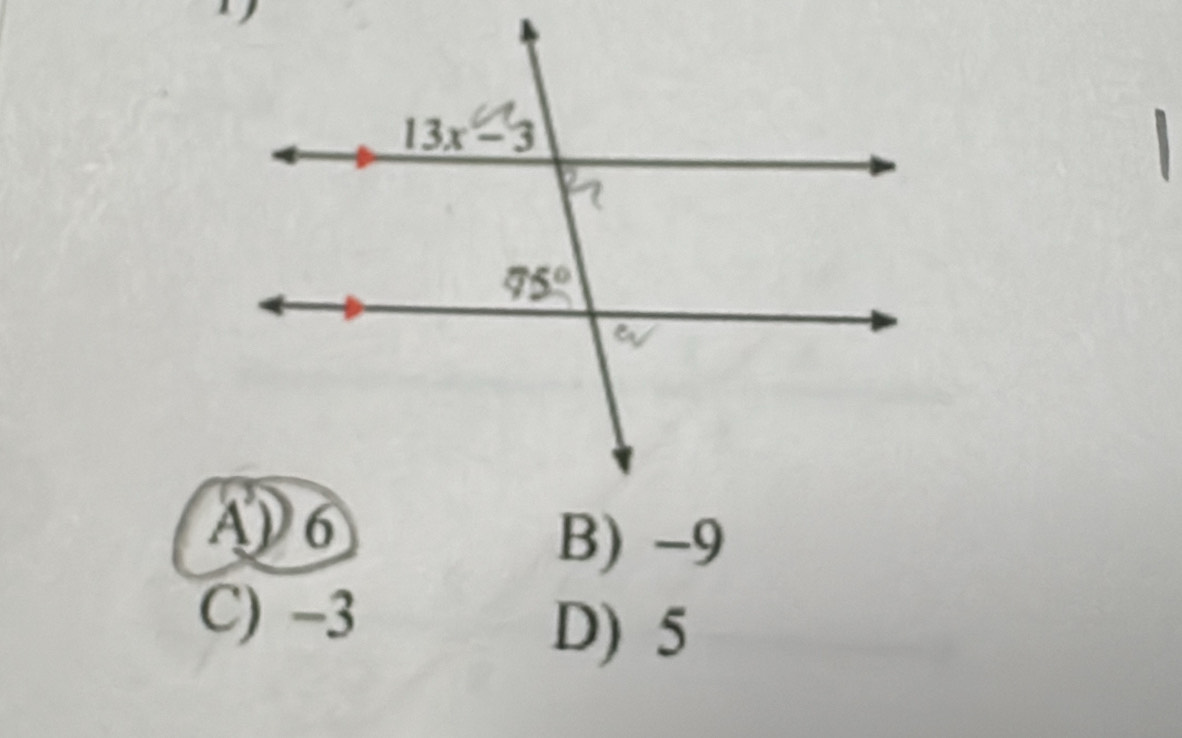 A)6
B) -9
C) -3
D) 5